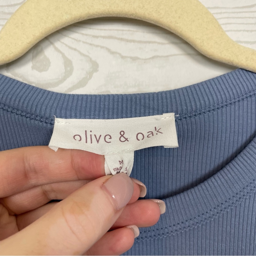 Olive & Oak Ribbed T-Shirt Size Medium NWT Washed Denim - Picture 2 of 6